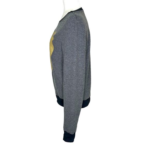 Wildfox Gray Fleece Gold Sparkle Heart Long Sleeve Top - Picture 3 of 7
